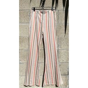 Free People - Striped High Rise Flare Leg Pants - multi-color - size L